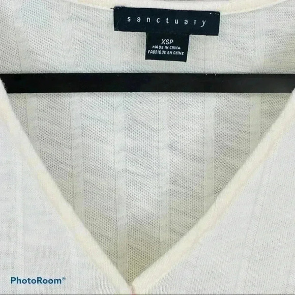 Sanctuary Long Sleeve Cream Wrap Rib Shirt - Picture 2 of 4